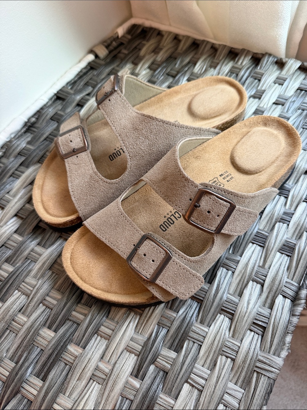 Project Cloud Suede Double-Buckle Slide Sandals 7 Wide